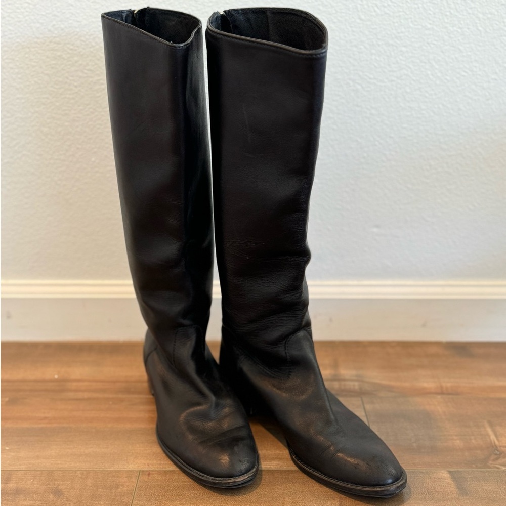 Jcrew tall black  leather boots. Size 8.5